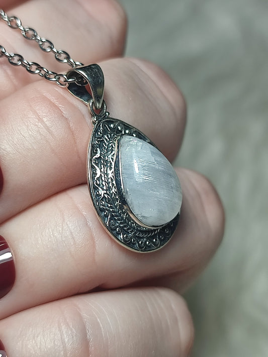 Colgante plata 925 con piedra luna n° 37