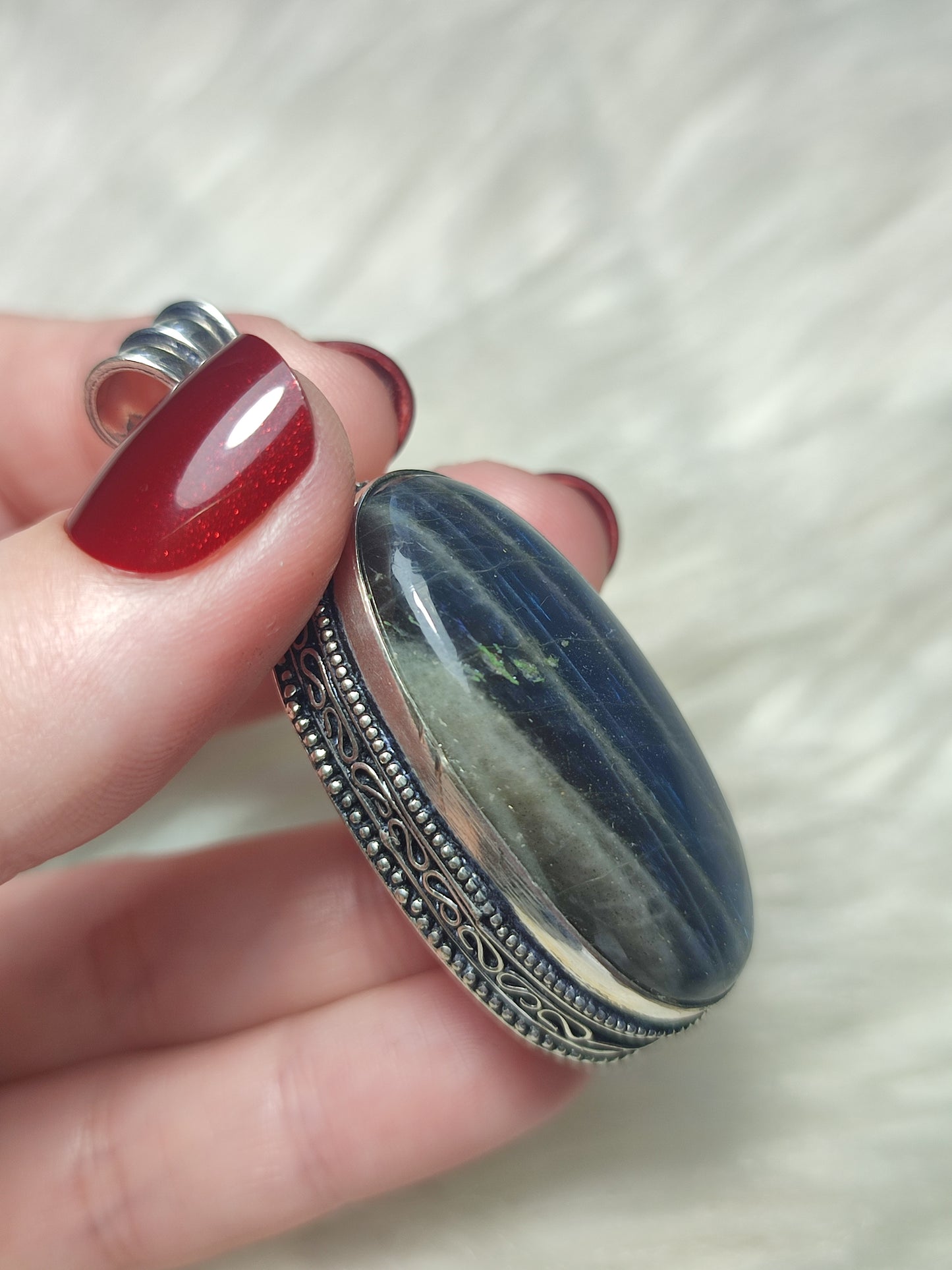 Colgante baño plata y Labradorita flash  n° 78