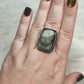 Anillo baño de plata y Obsidiana plateada