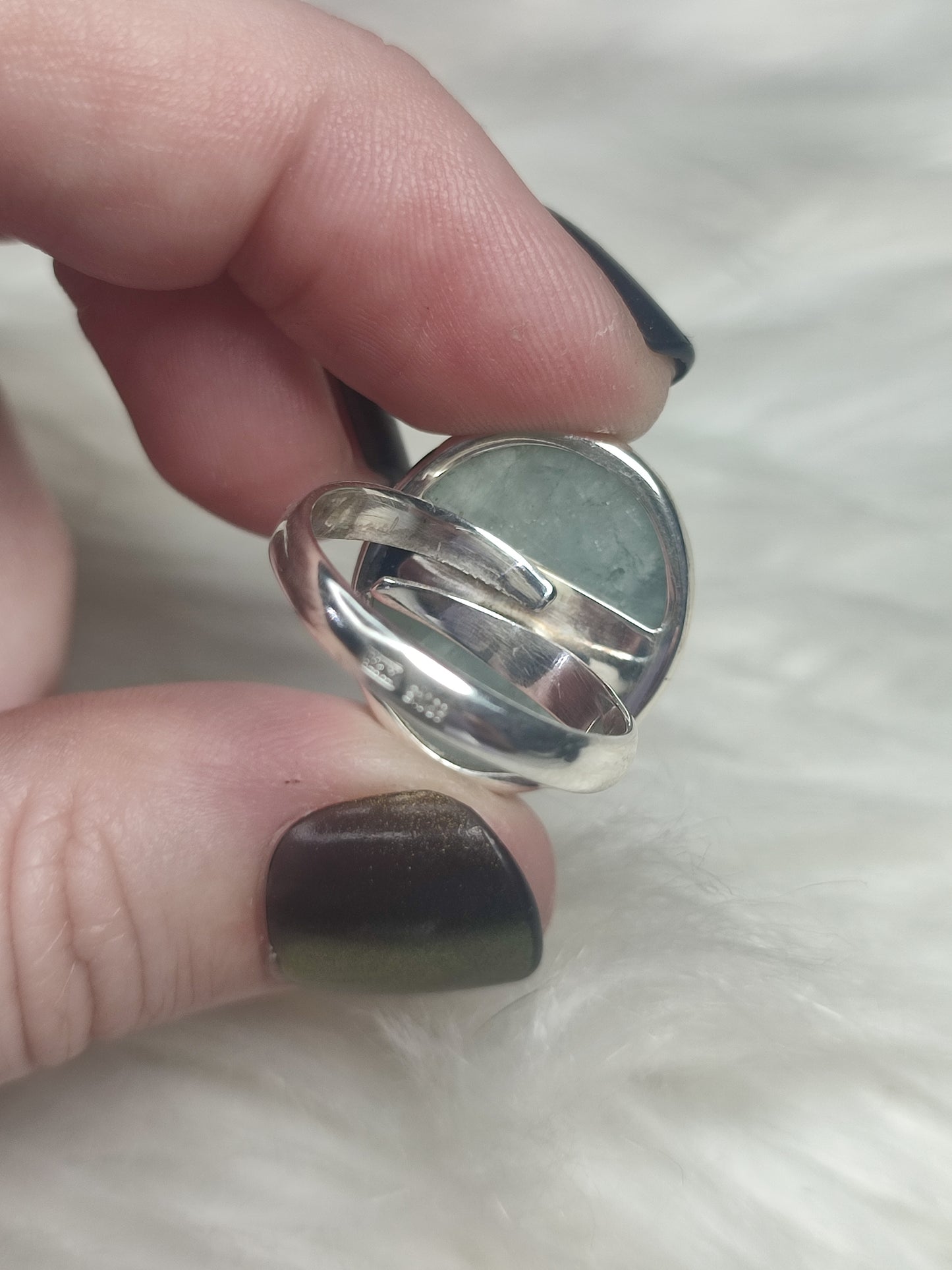 Anillo plata 925 con amatista trapiche - ajustable n° 37