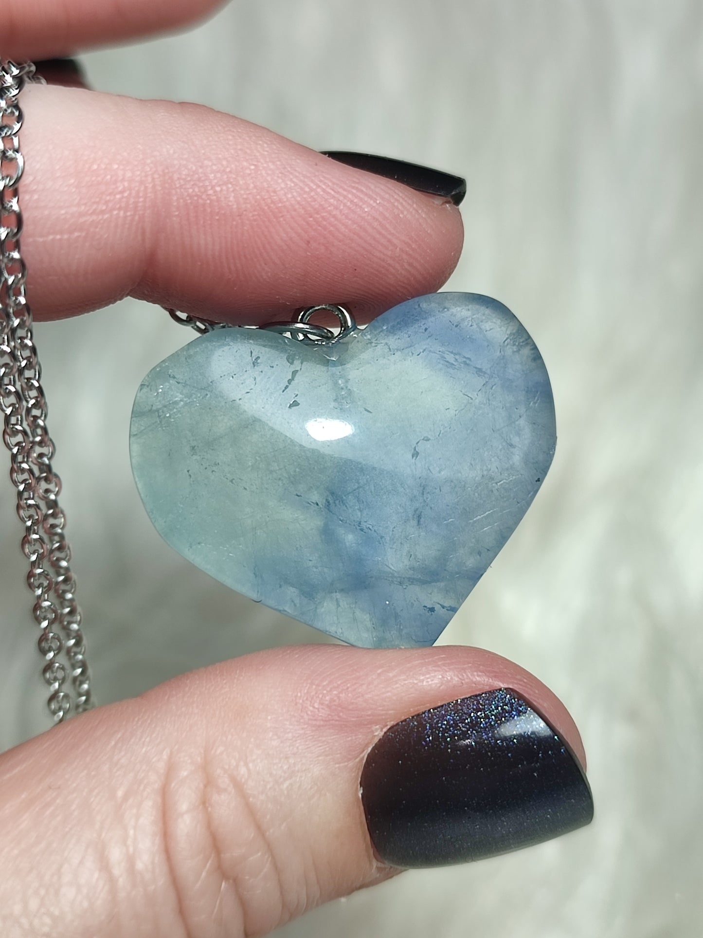 Collar fluorita azul - corazón 87
