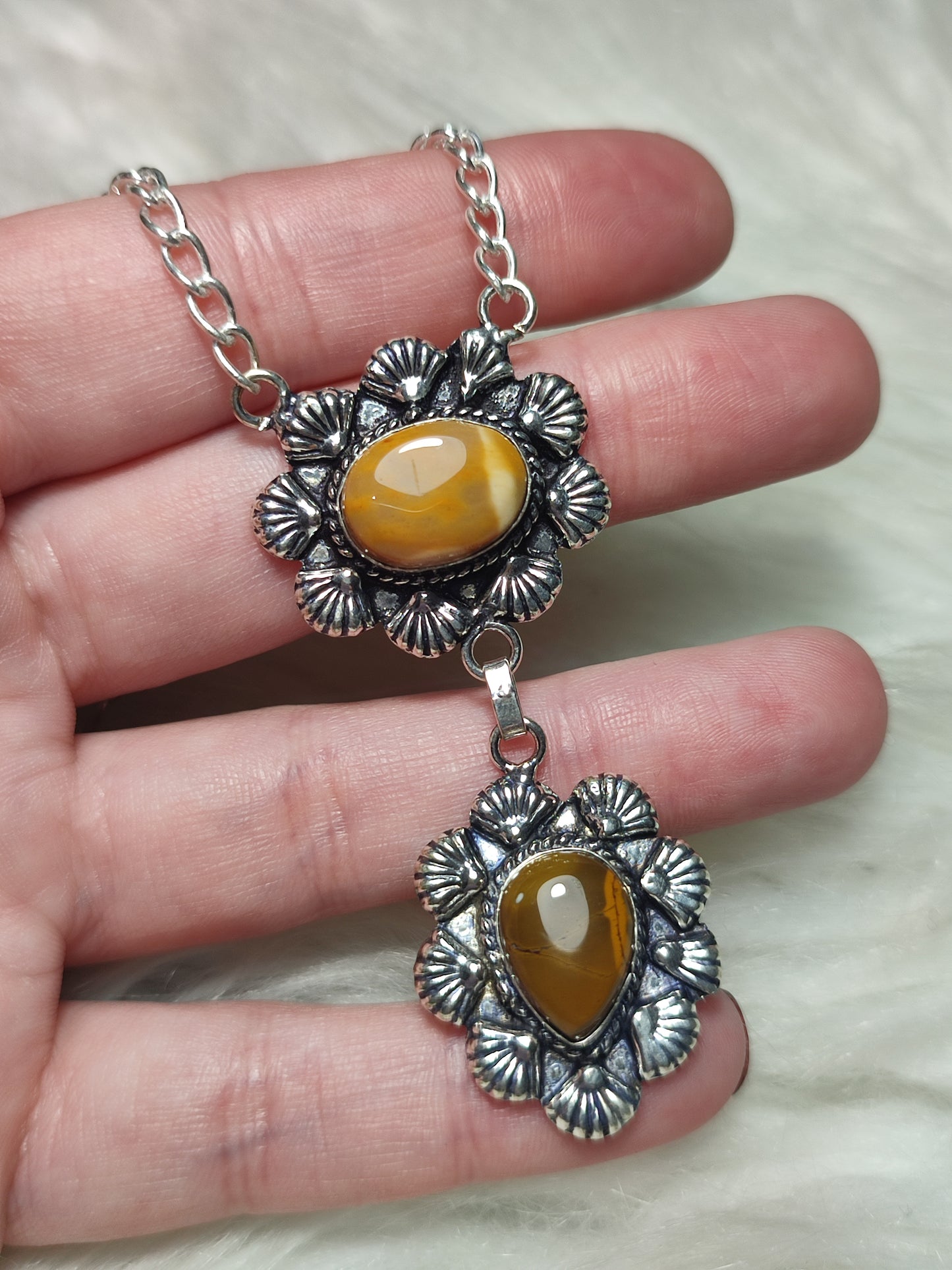 Collar baño plata con mokaita n°107