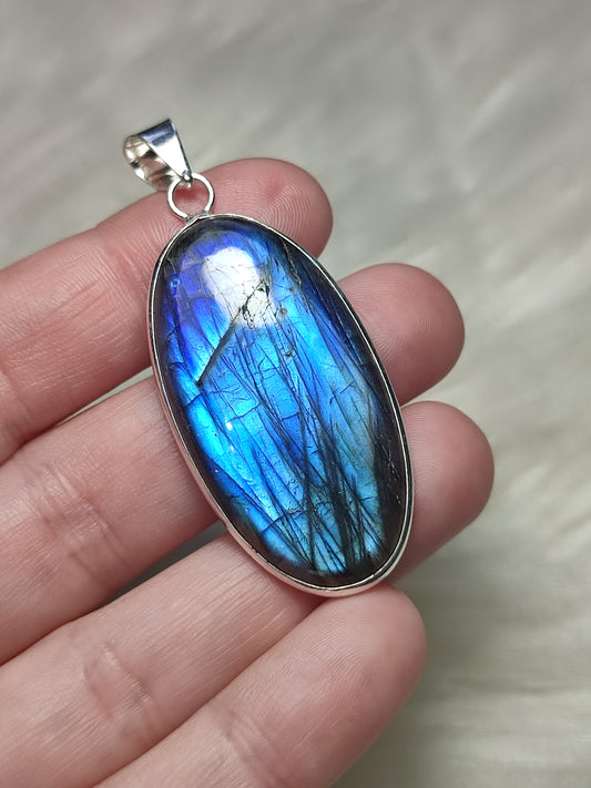 Colgante baño de plata con labradorita flash - N° 72