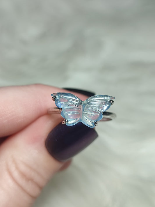 Anillo plata 925 con aguamarina alta calidad - ajustable n° 24