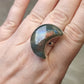 Anillo luna baño de plata con labradorita - Ajustable 204