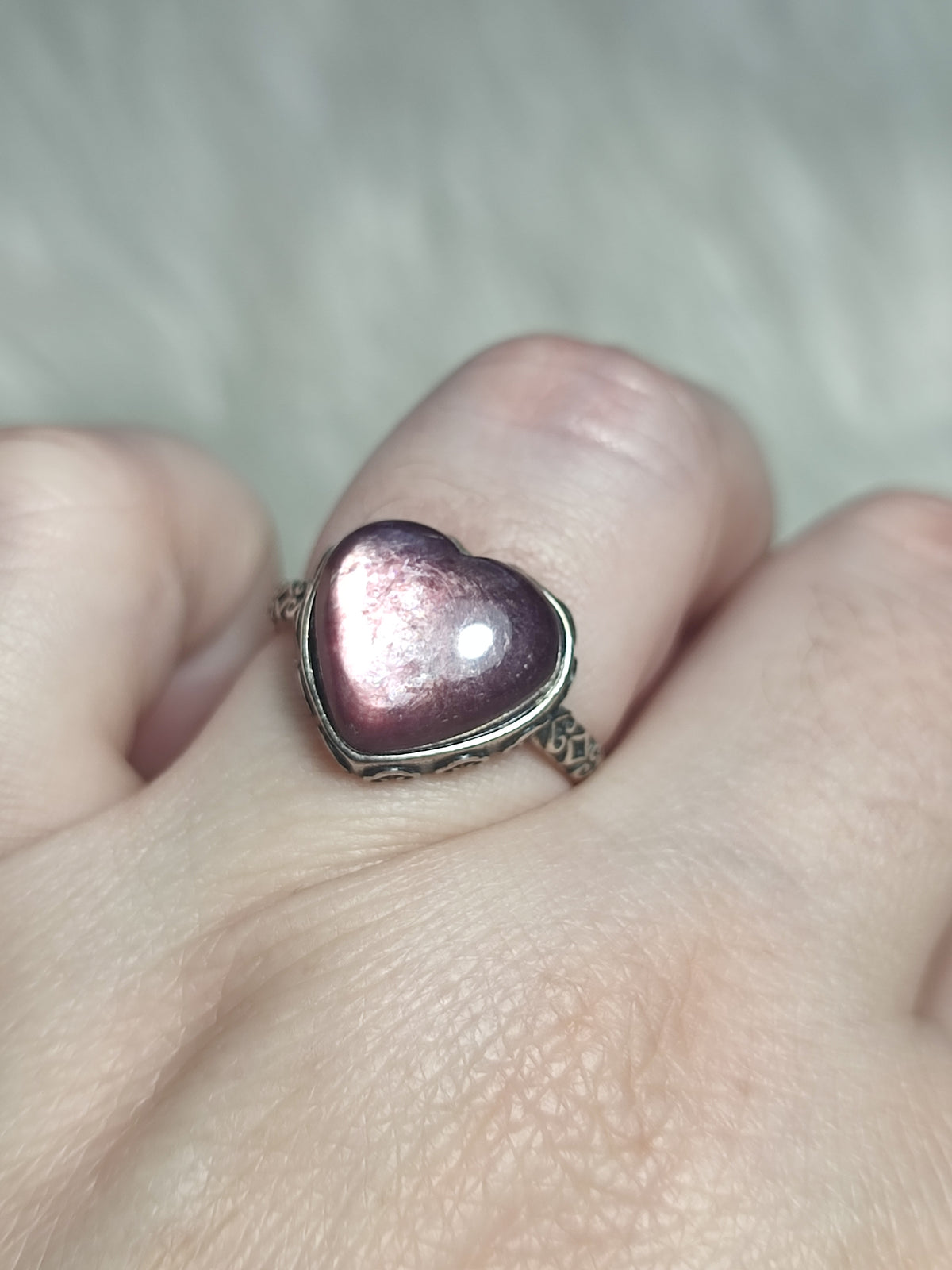 Anillo plata 925 con mica morada - ajustable n° 1