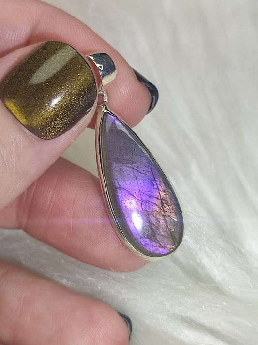 Colgante plata 925 con labradorita purpura n° 357