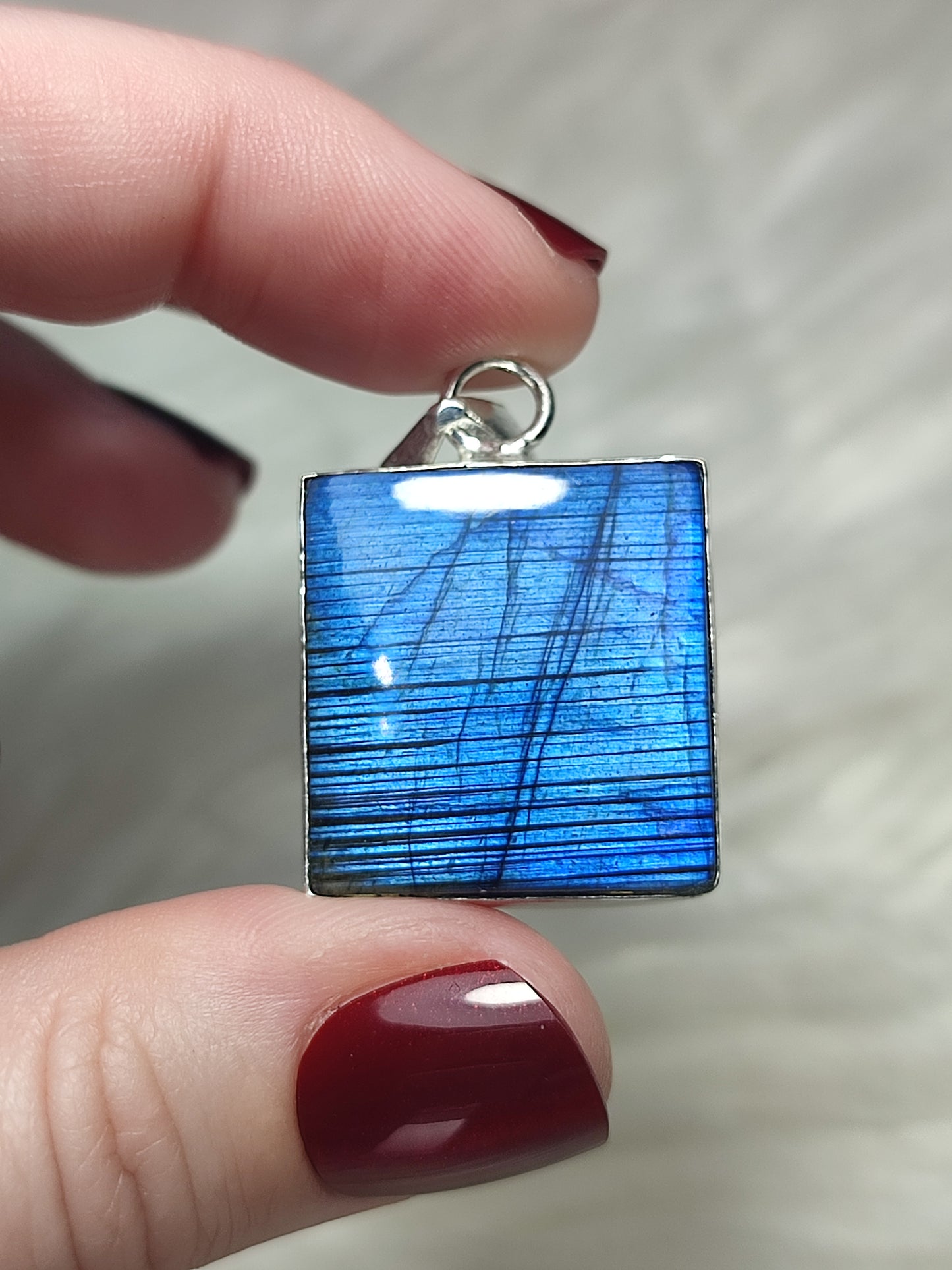 Colgante baño de plata con labradorita flash - N° 63