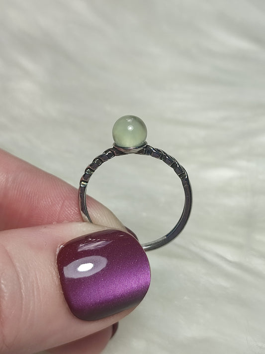 Anillo plata 925 con prehnita - ajustable n° 32