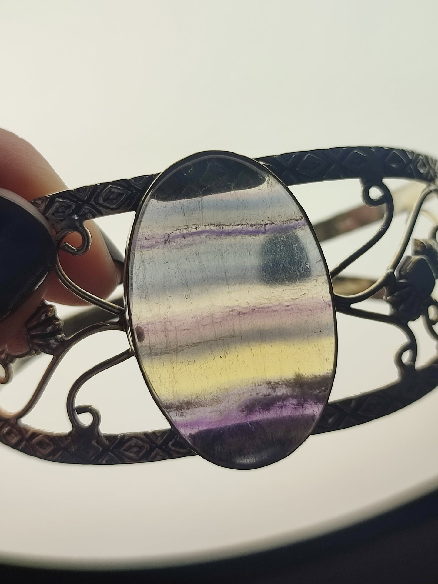 Conjunto baño de plata y flúorita multicolor