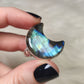 Anillo luna baño de plata con labradorita - Ajustable 206