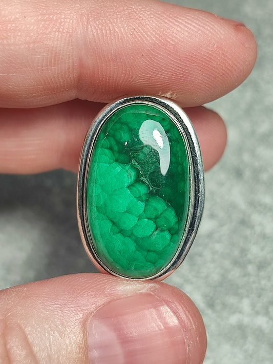 Anillo baño de plata con malaquita ref.18