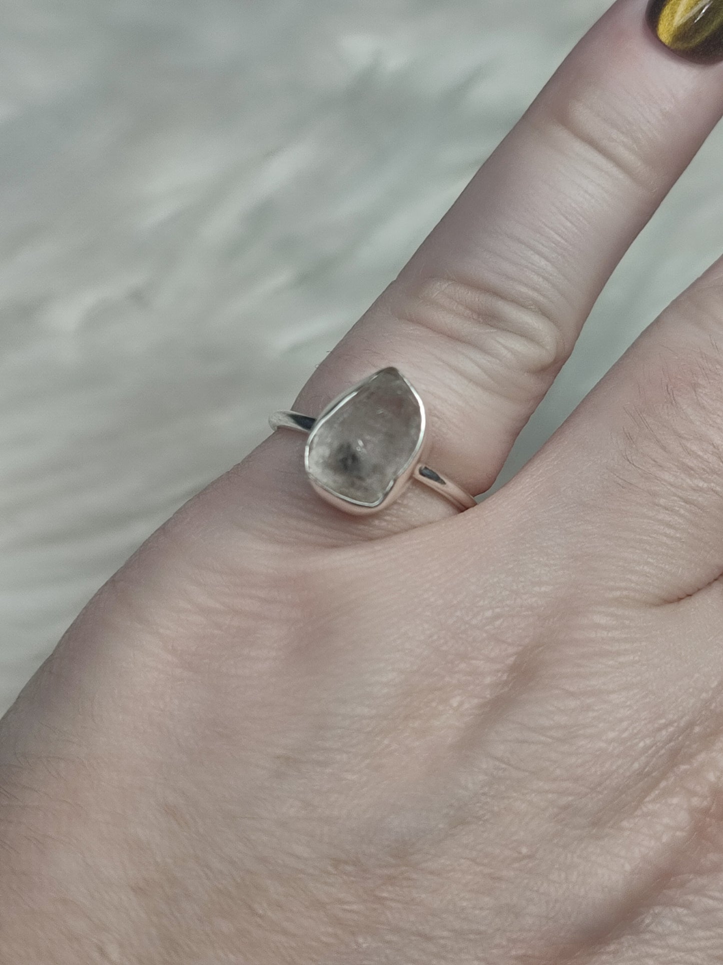 Anillo plata de ley 925 con herkimer - 16.50 mm diámetro