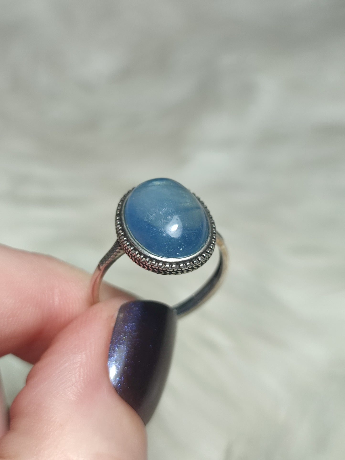 Anillo plata 925 con aguamarina alta calidad - ajustable n° 34