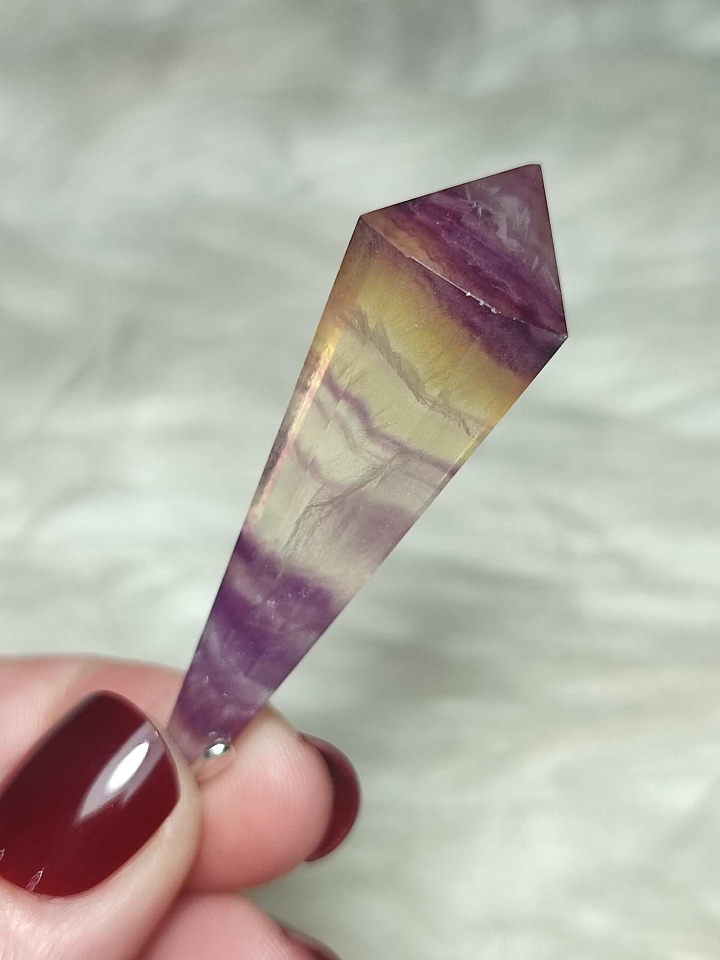 Colgante péndulo talla vogel 12 caras - flúorita candy