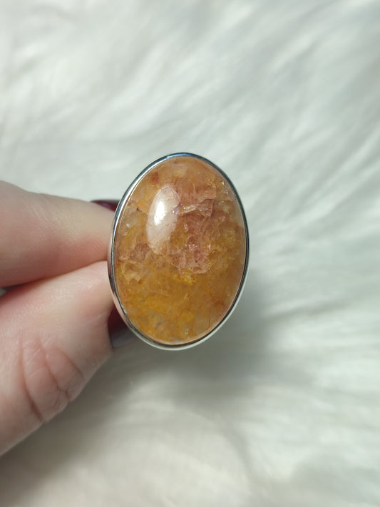 Anillo plata 925 con cuarzo Sanador - ajustable n° 53