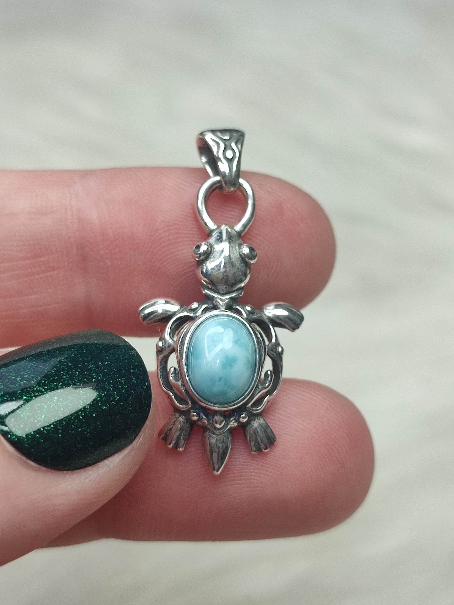Colgante plata 925 con larimar - tortuga 48
