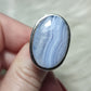 Anillo baño de plata con calcedonia azul - ref.44
