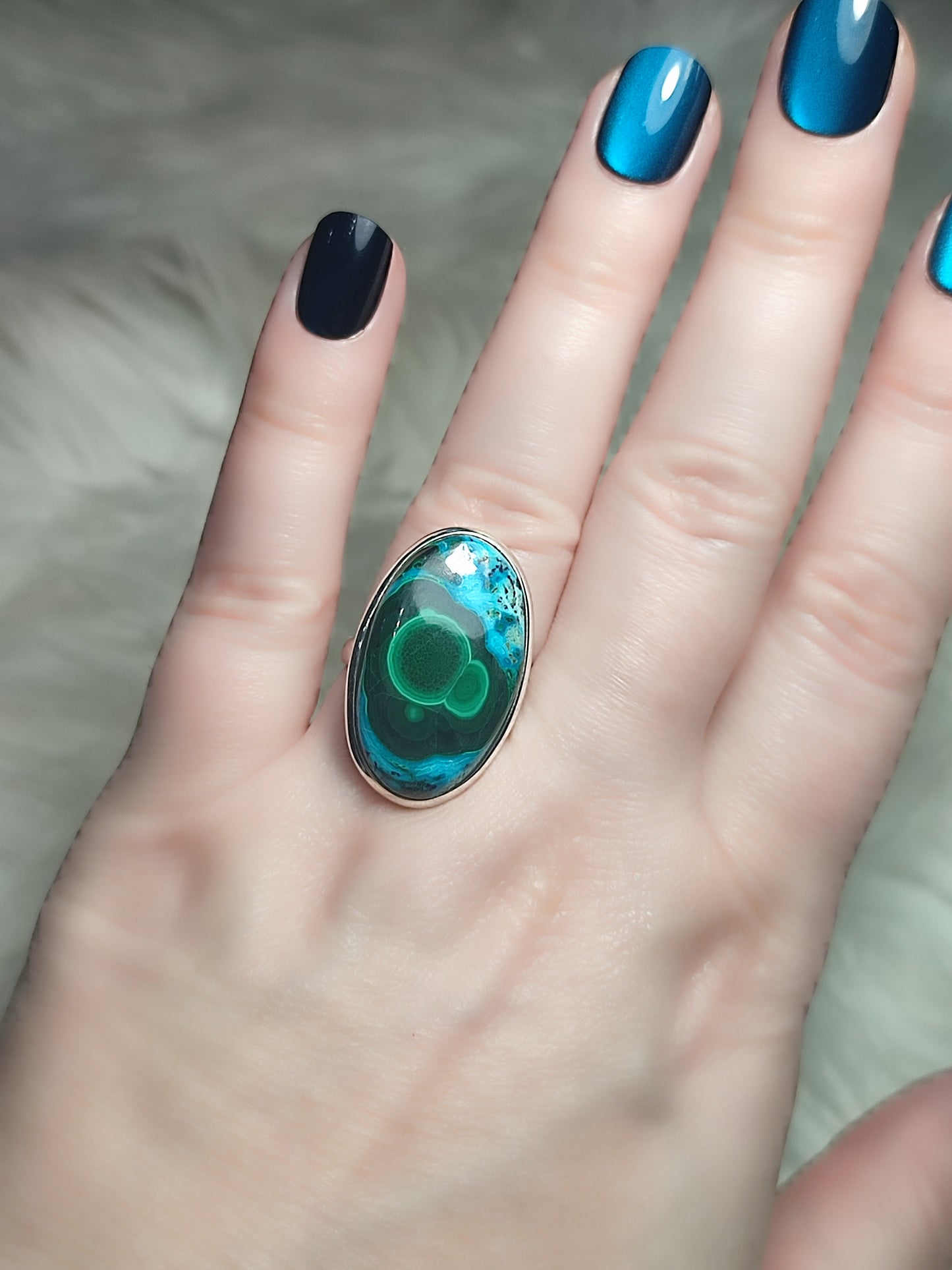 Anillo plata 925 con crisomalaquita - ajustable n° 3