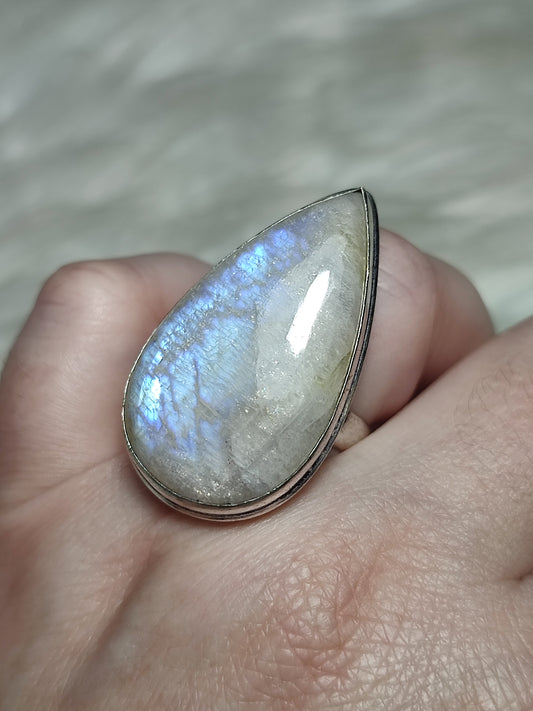 Anillo baño de plata con piedra luna  - ref.167