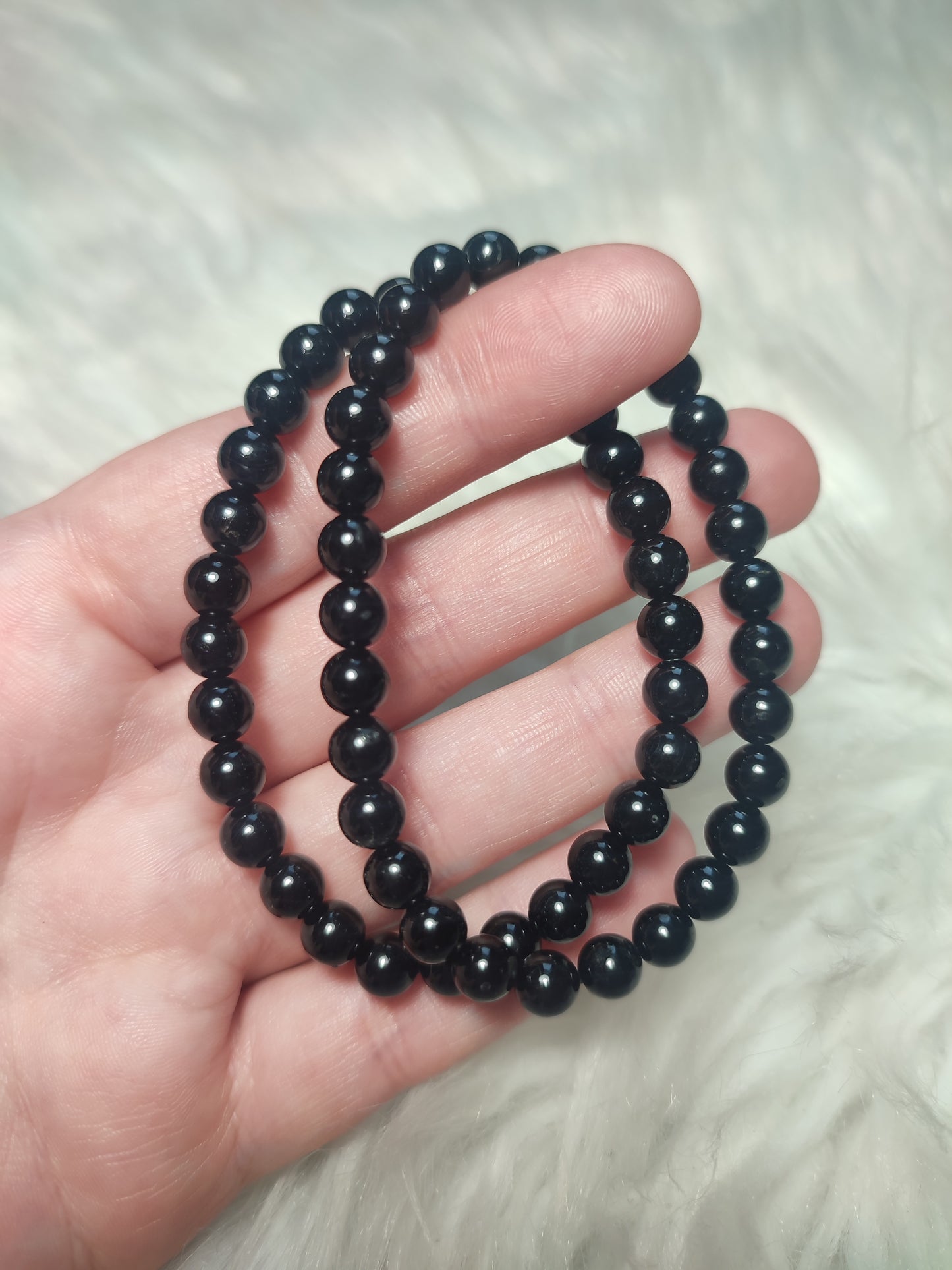 Pulsera bolas turmalina negra 6 mm