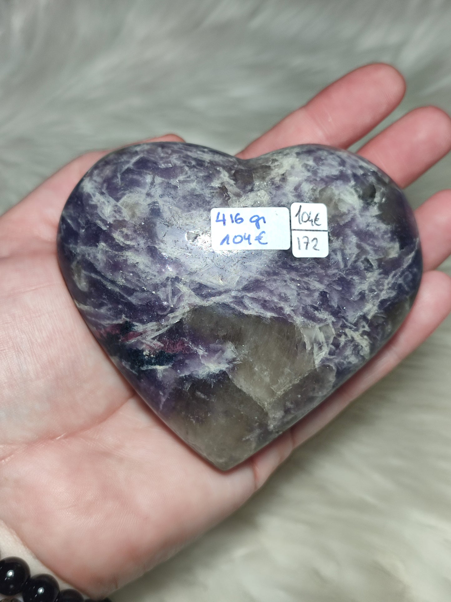 Gran corazón piedra unicornio 416 gramos con turmalina azul 💙