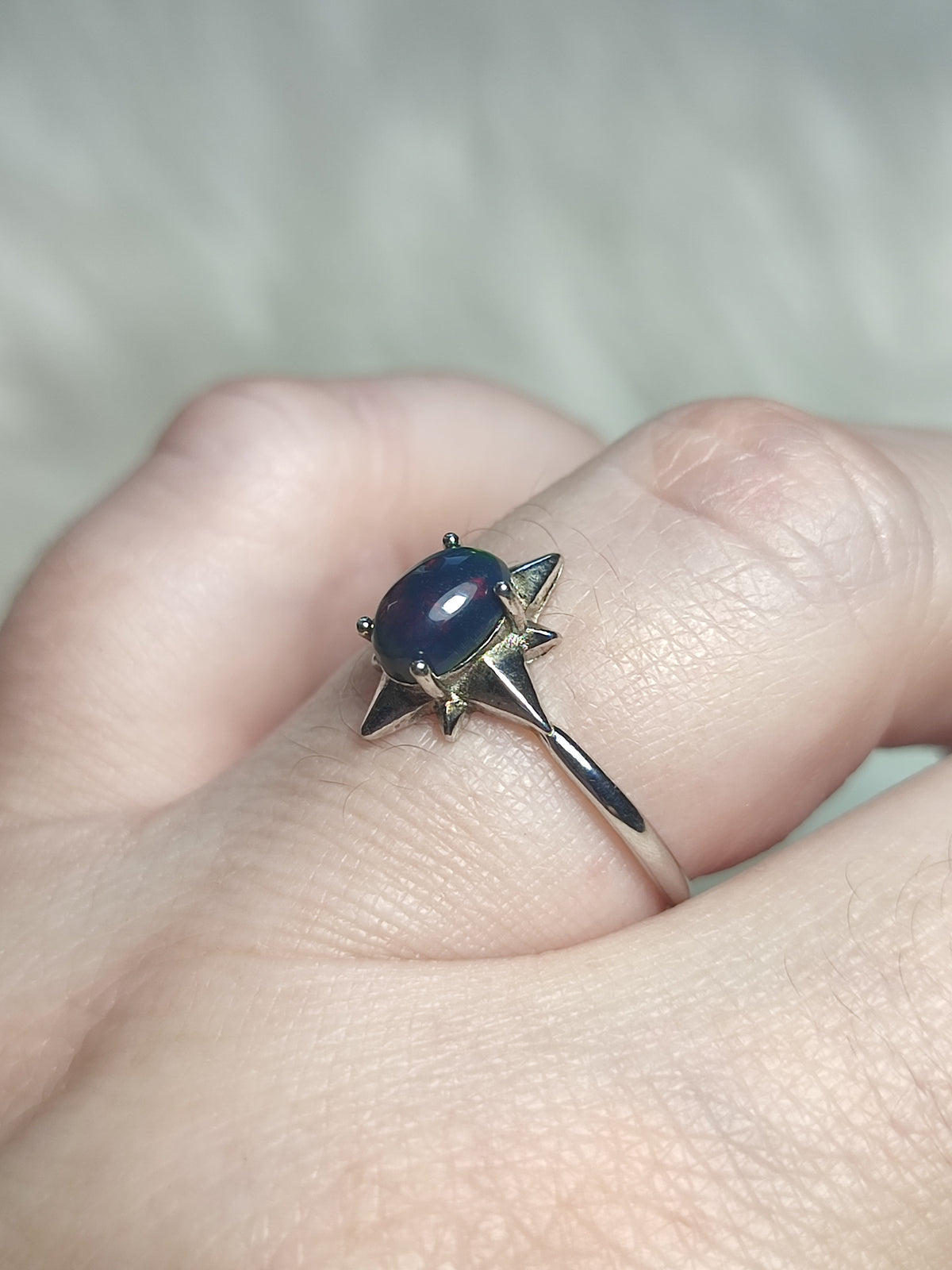Anillo plata 925 con ópalo negro - ajustable n° 4