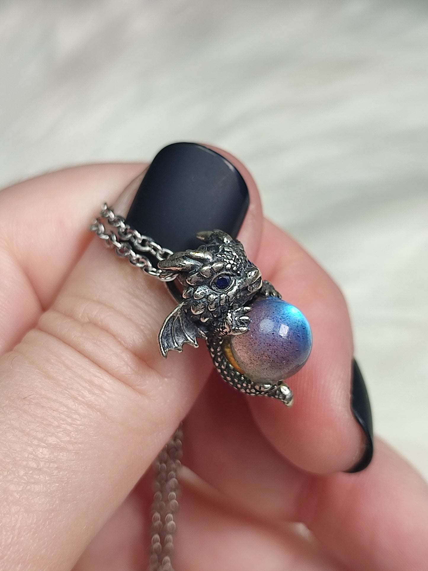Colgante plata de ley 925 con labradorita - Dragón bebé 115