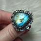 Anillo baño de plata con labradorita - ref.115