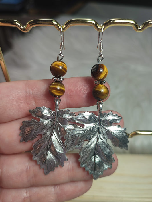 Pendientes largos Modelo Autumn - Ojo de tigre