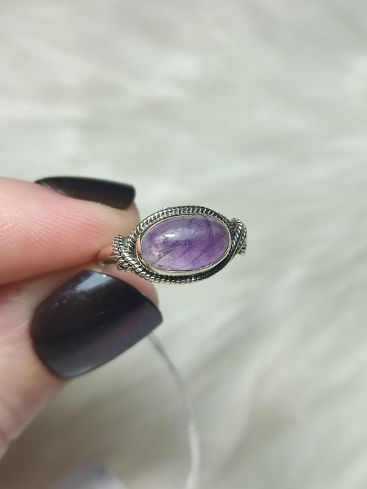 Anillo plata de ley 925 con amatista de 17 mm diámetro - n°97