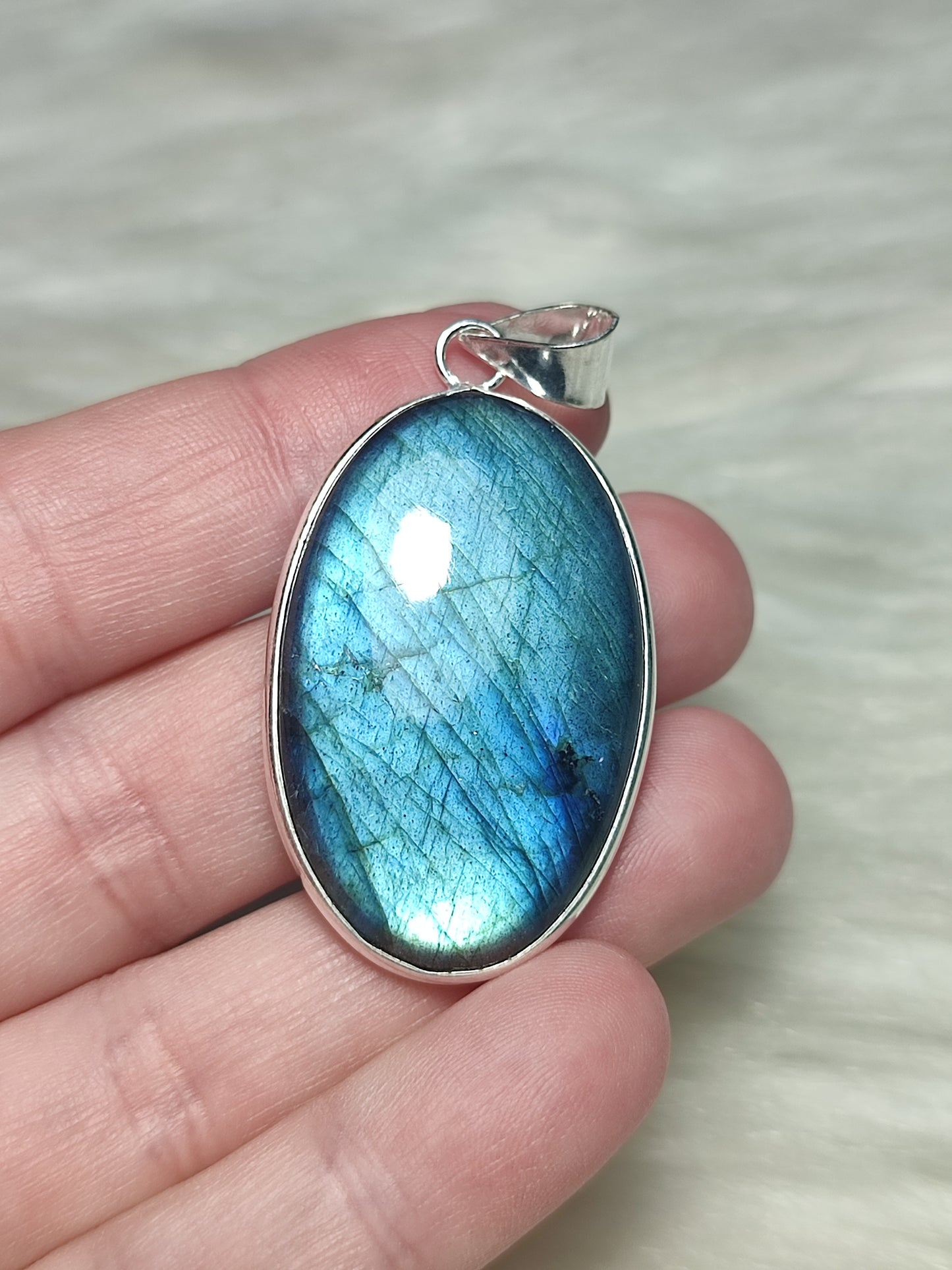 Colgante baño de plata con Labradorita flash n°26