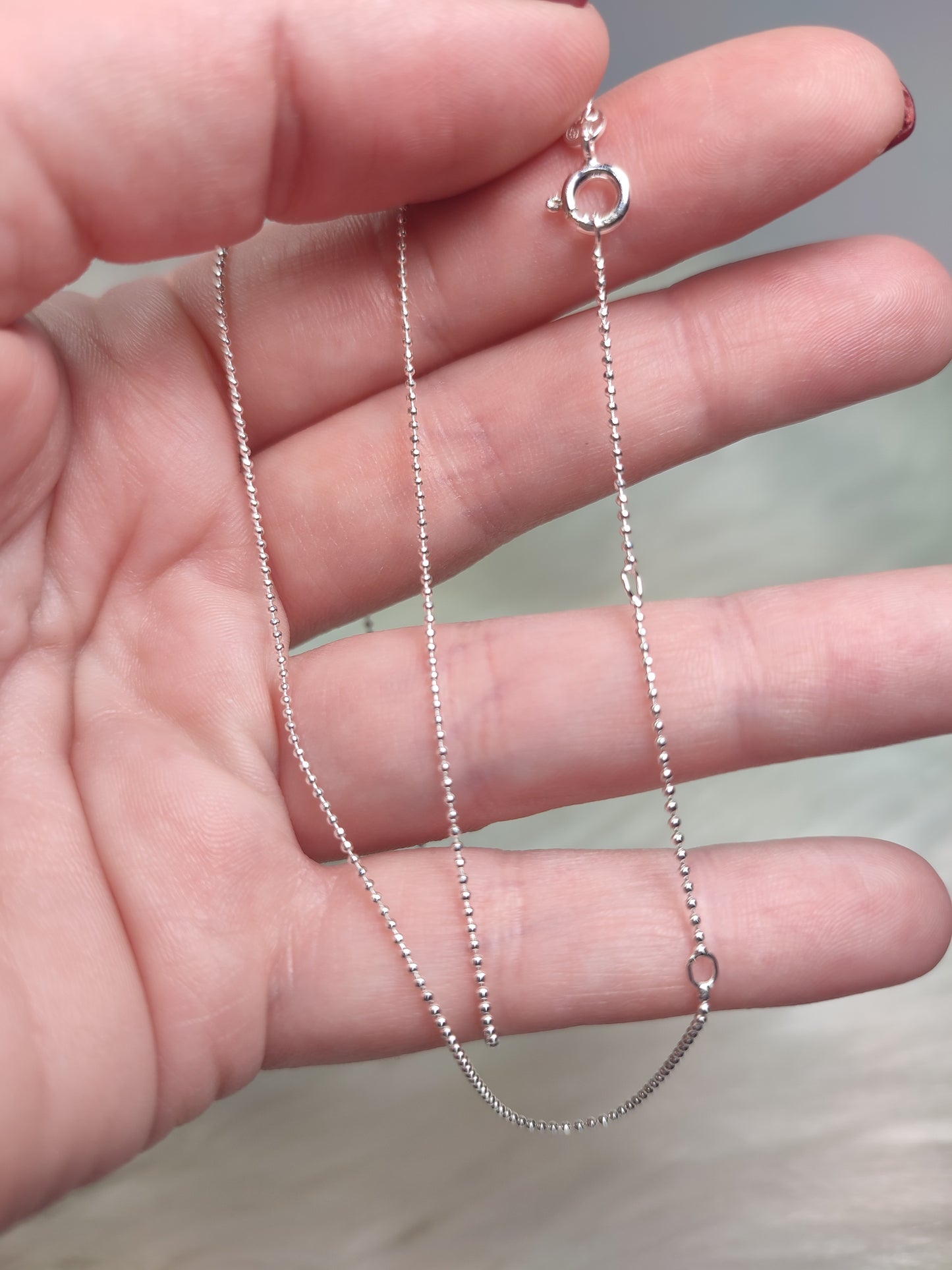 Cadena bolas plata de ley 925 - 44 a 50 centimetros ajustable