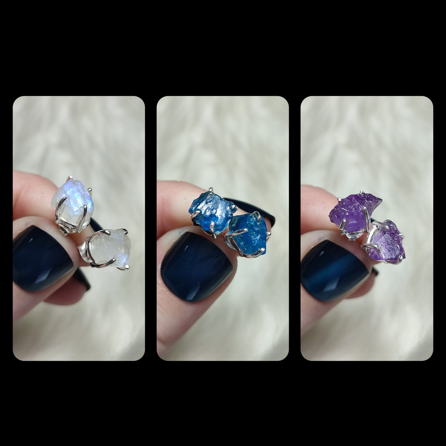 Pendientes plata 925 con mineral en bruto