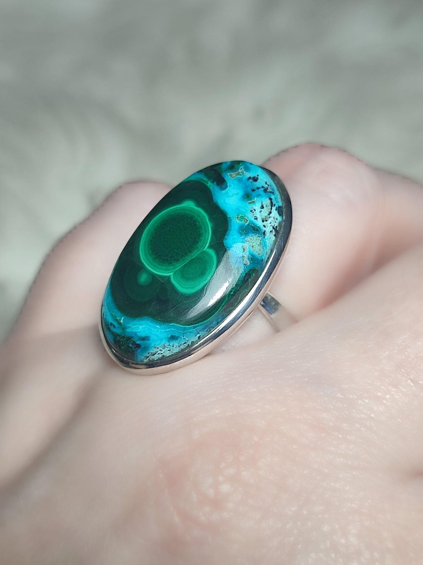 Anillo plata 925 con crisomalaquita - ajustable n° 3