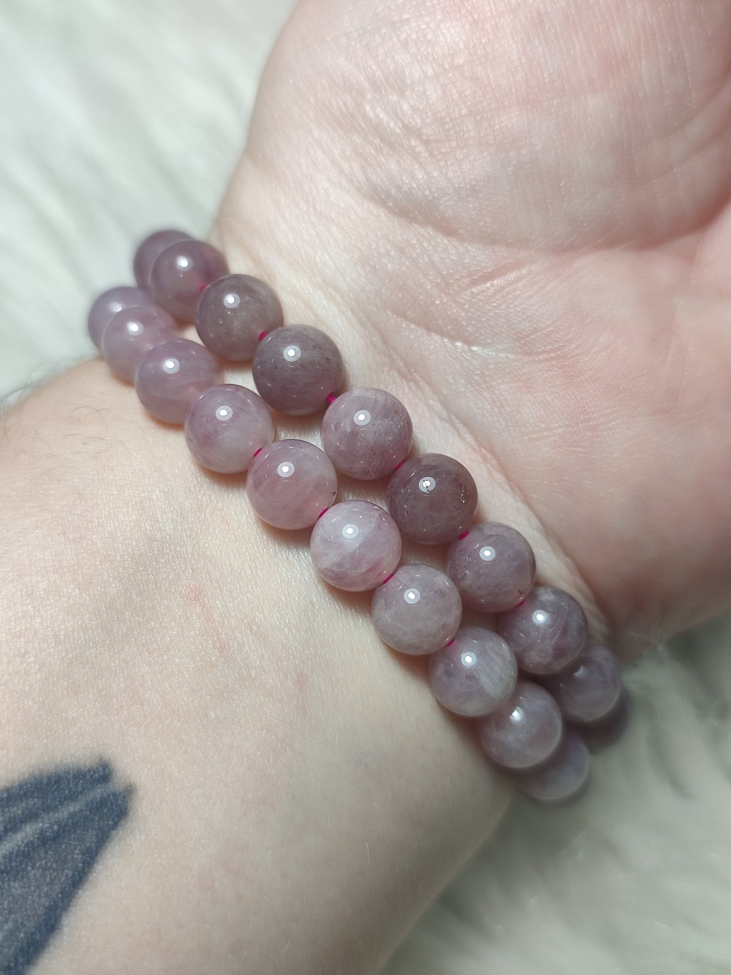 Pulsera elástica bolas 8 mm - Cuarzo Rosa lavanda