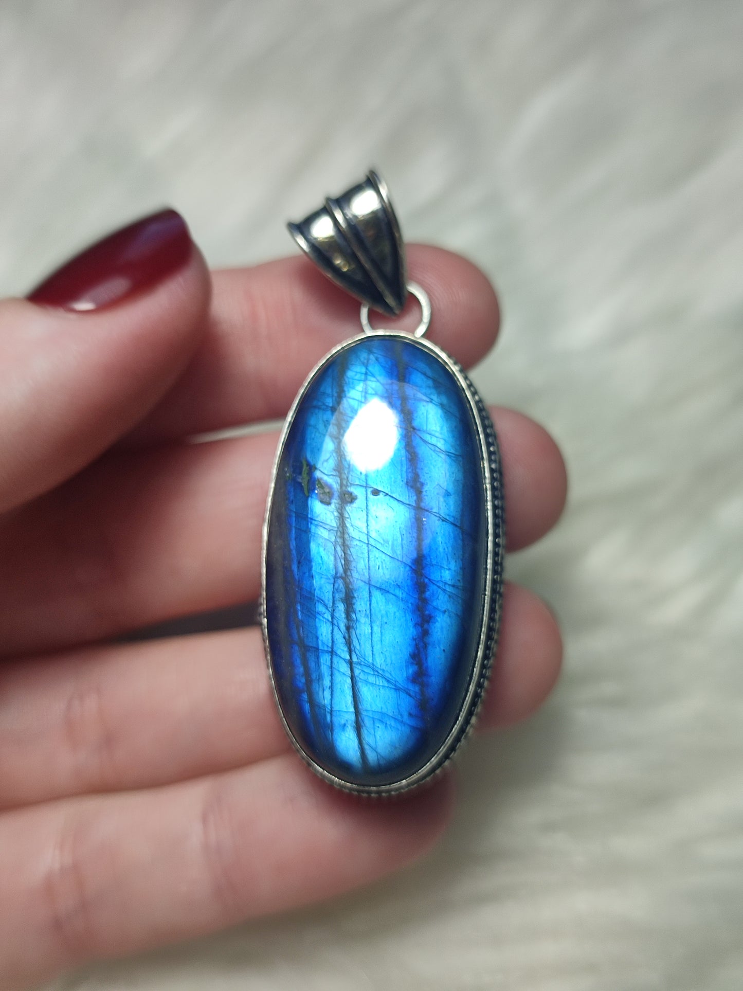 Colgante baño plata y Labradorita flash  n° 78