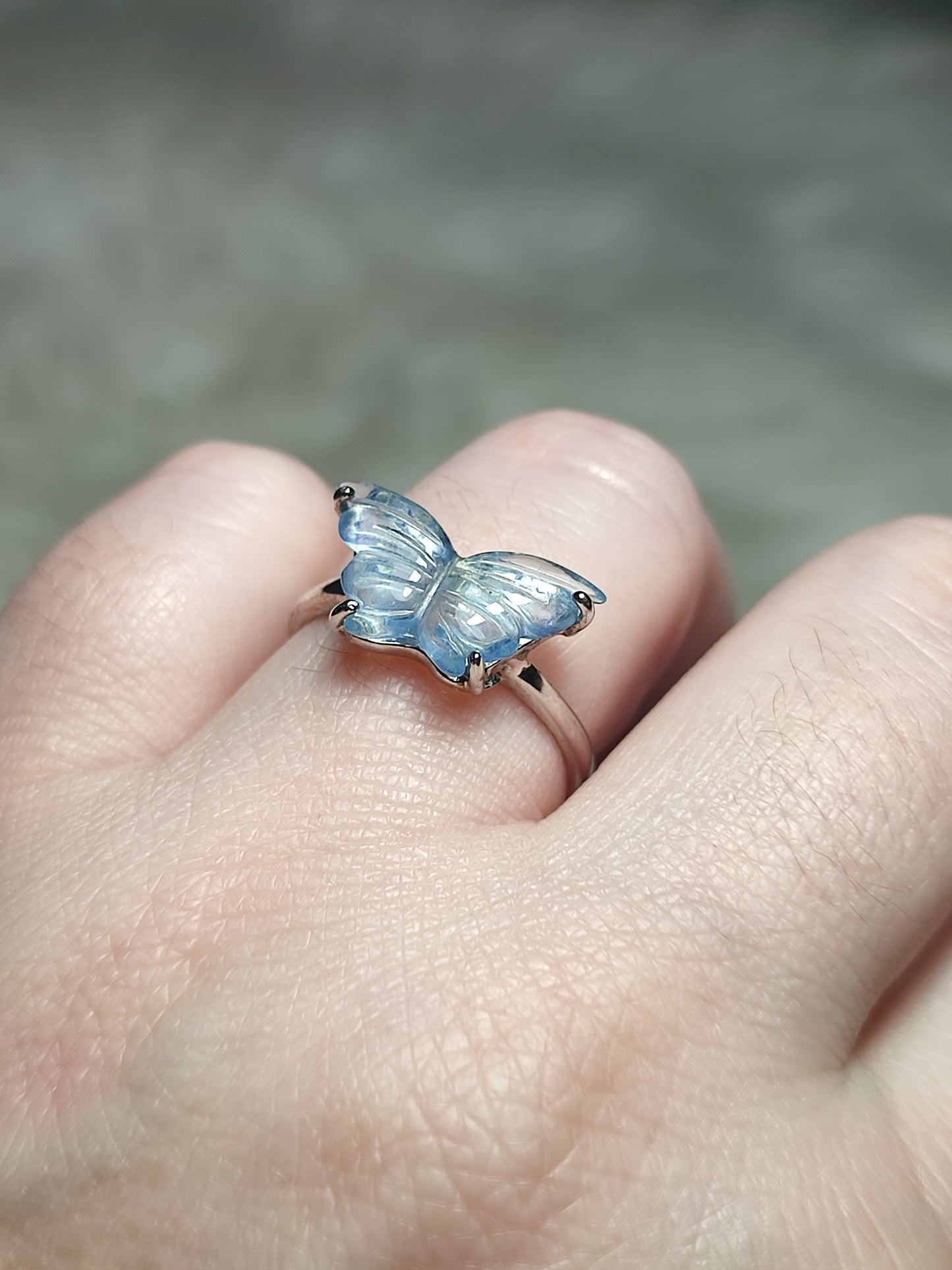 Anillo plata 925 con aguamarina alta calidad - ajustable n° 24