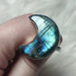 Anillo luna baño de plata con labradorita - Ajustable B26