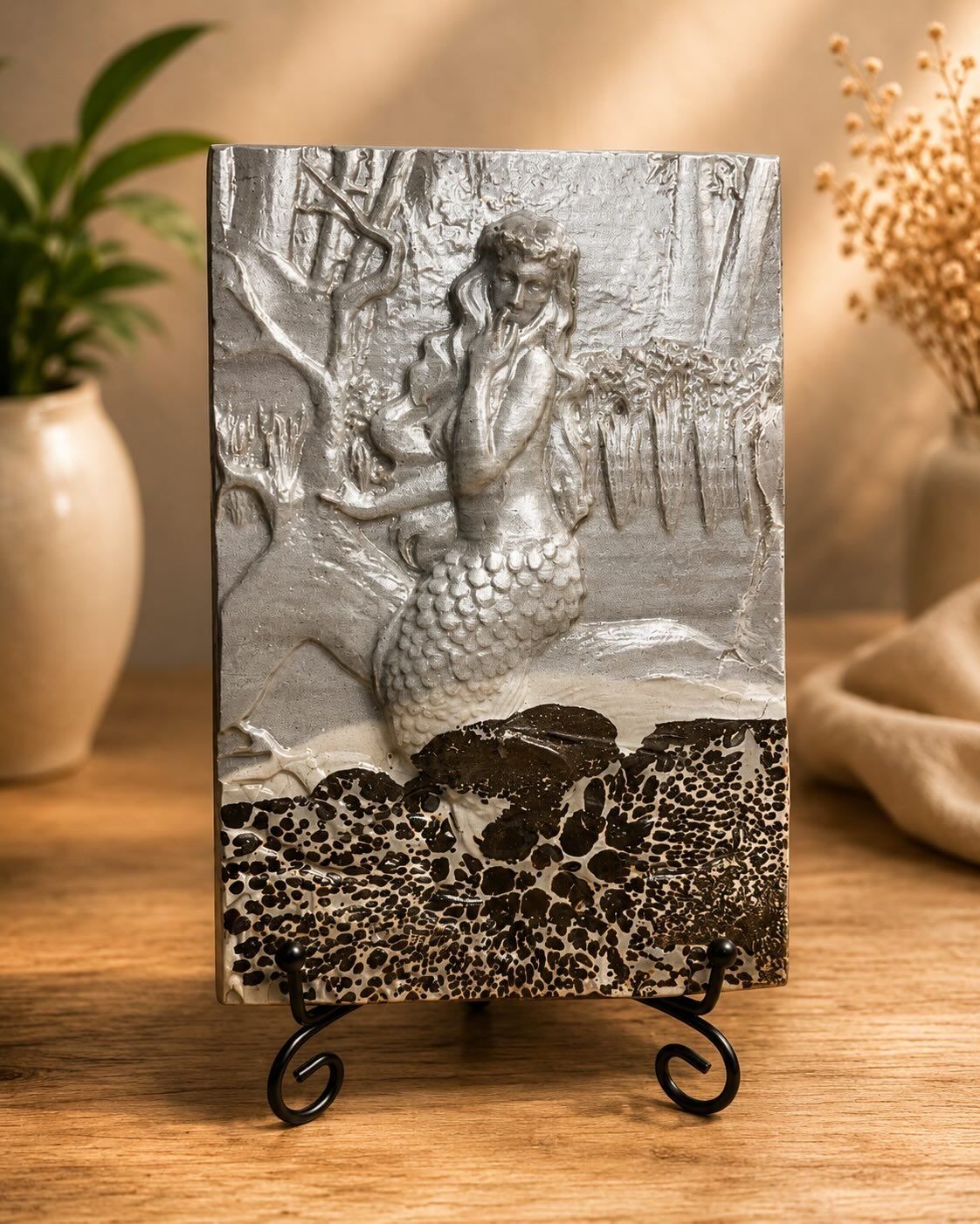 Sirena tallada en jaspe chino