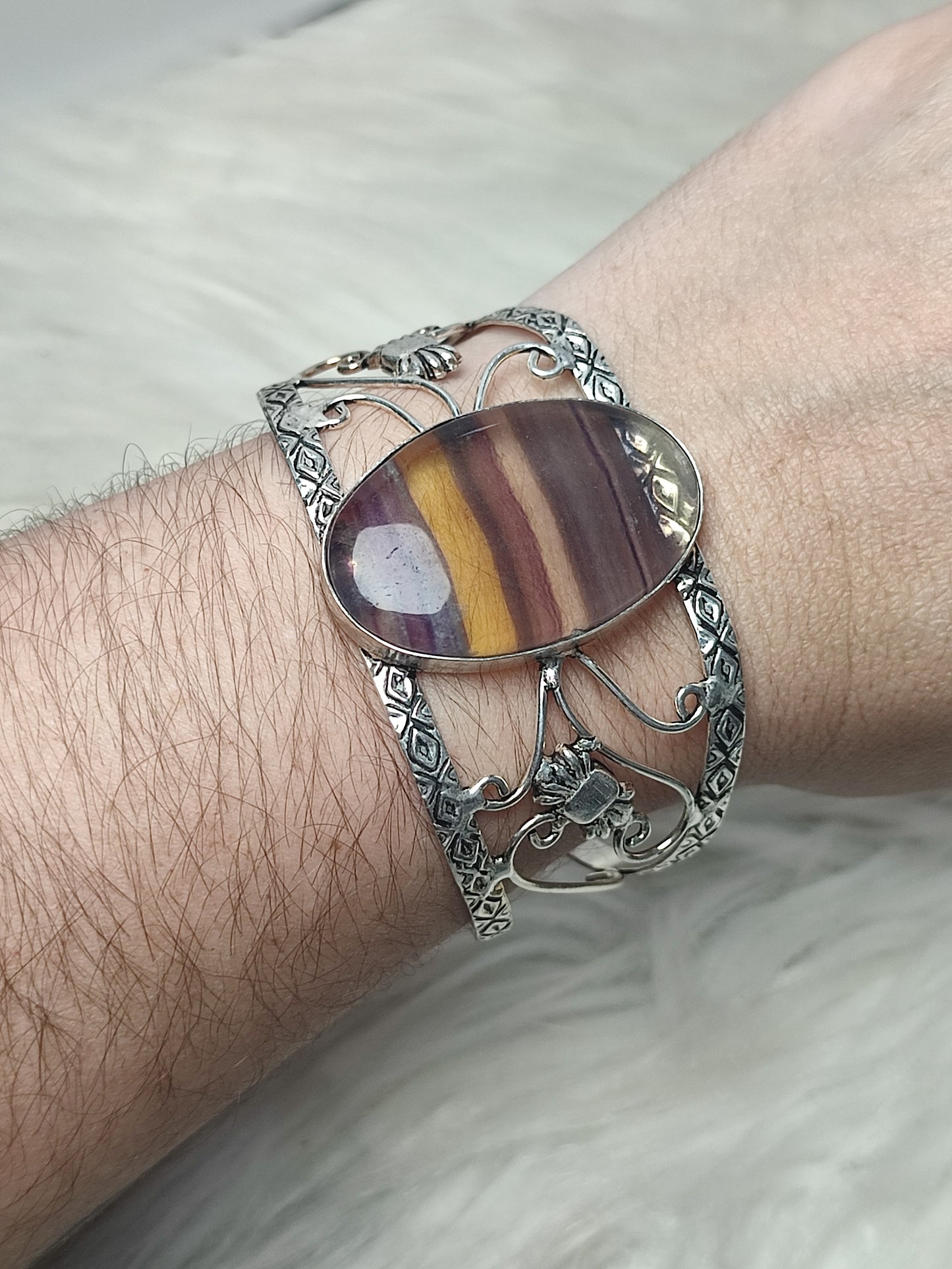 Conjunto baño de plata y flúorita multicolor