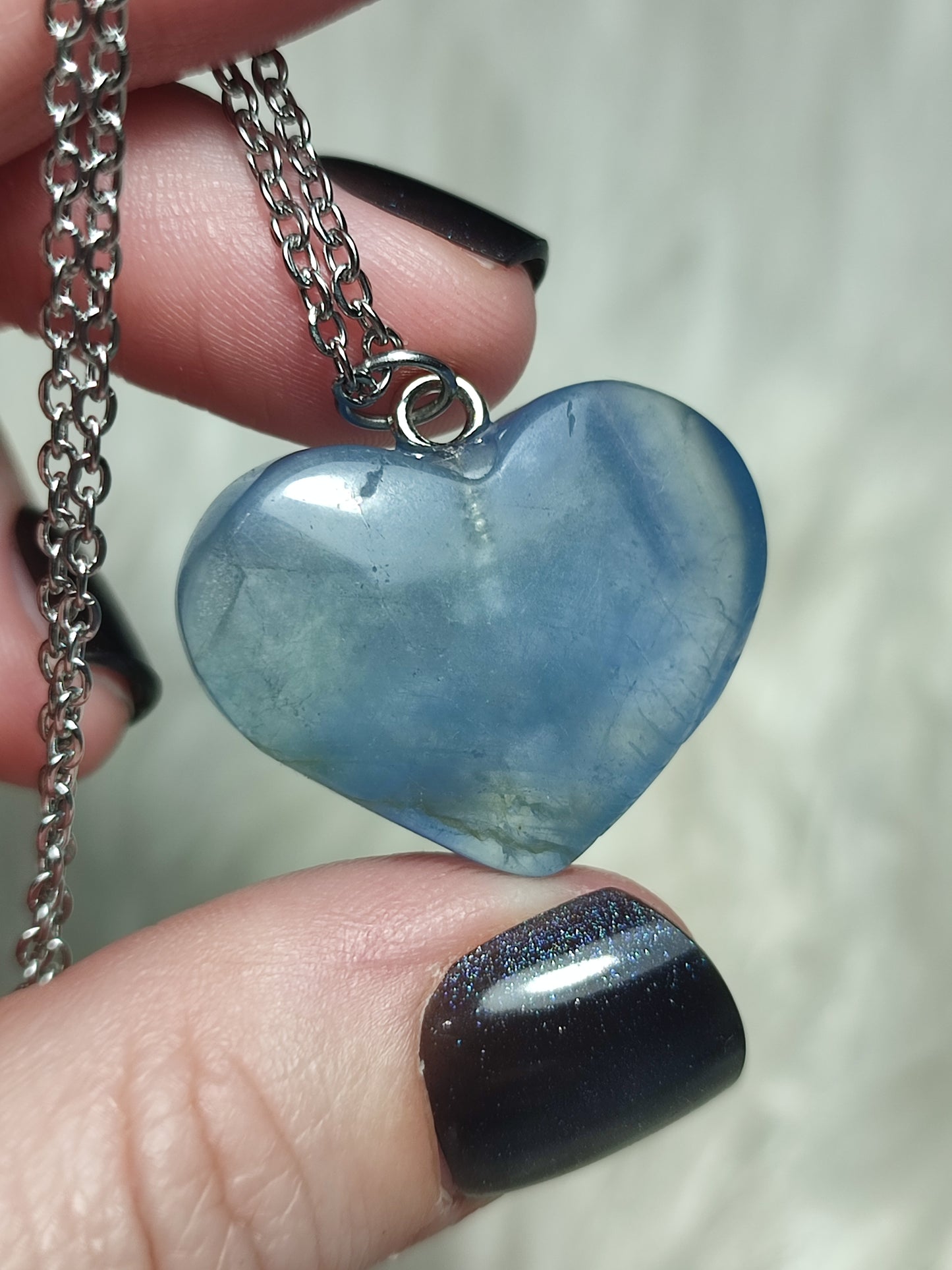 Collar fluorita azul - corazón 105