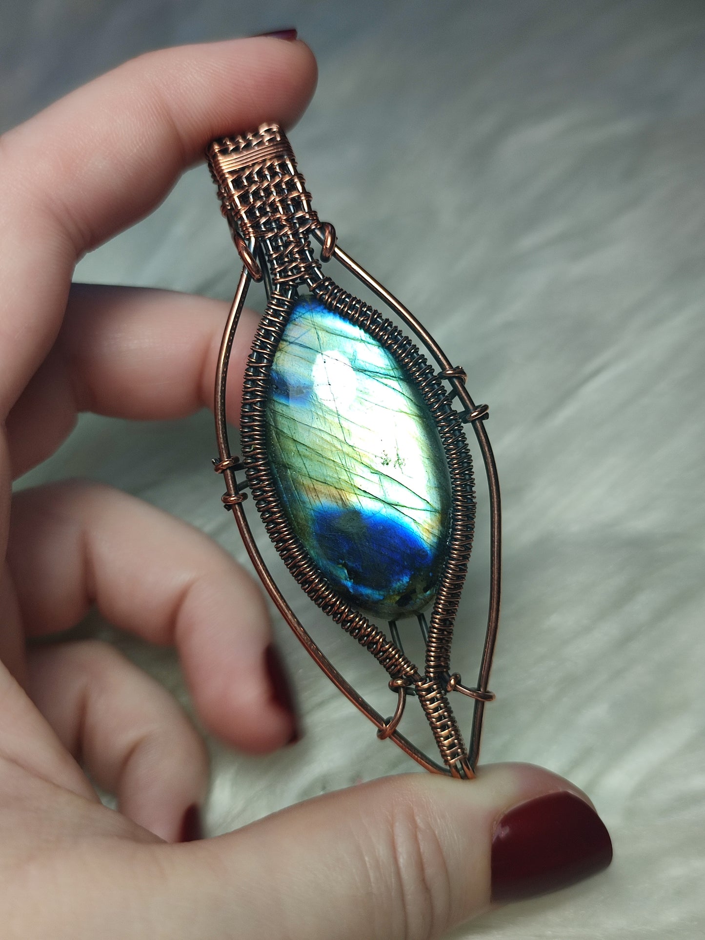 Colgante filigrana cobre con labradorita flash 69