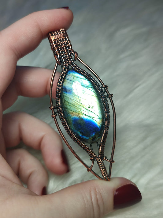 Colgante filigrana cobre con labradorita flash 69