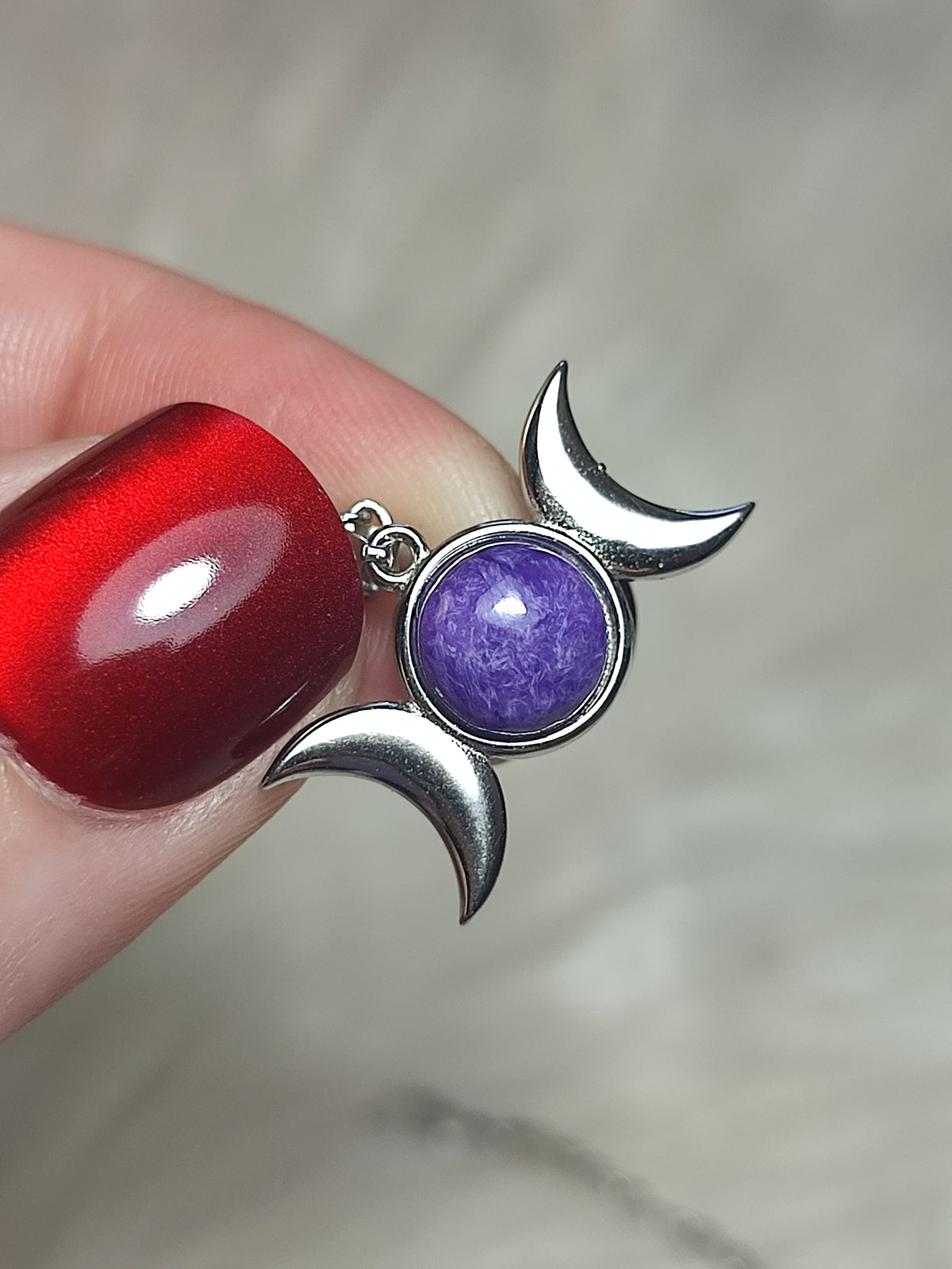 Colgante plata 925 Triple luna de charoita