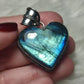Colgante baño plata y Labradorita flash corazón n° 90