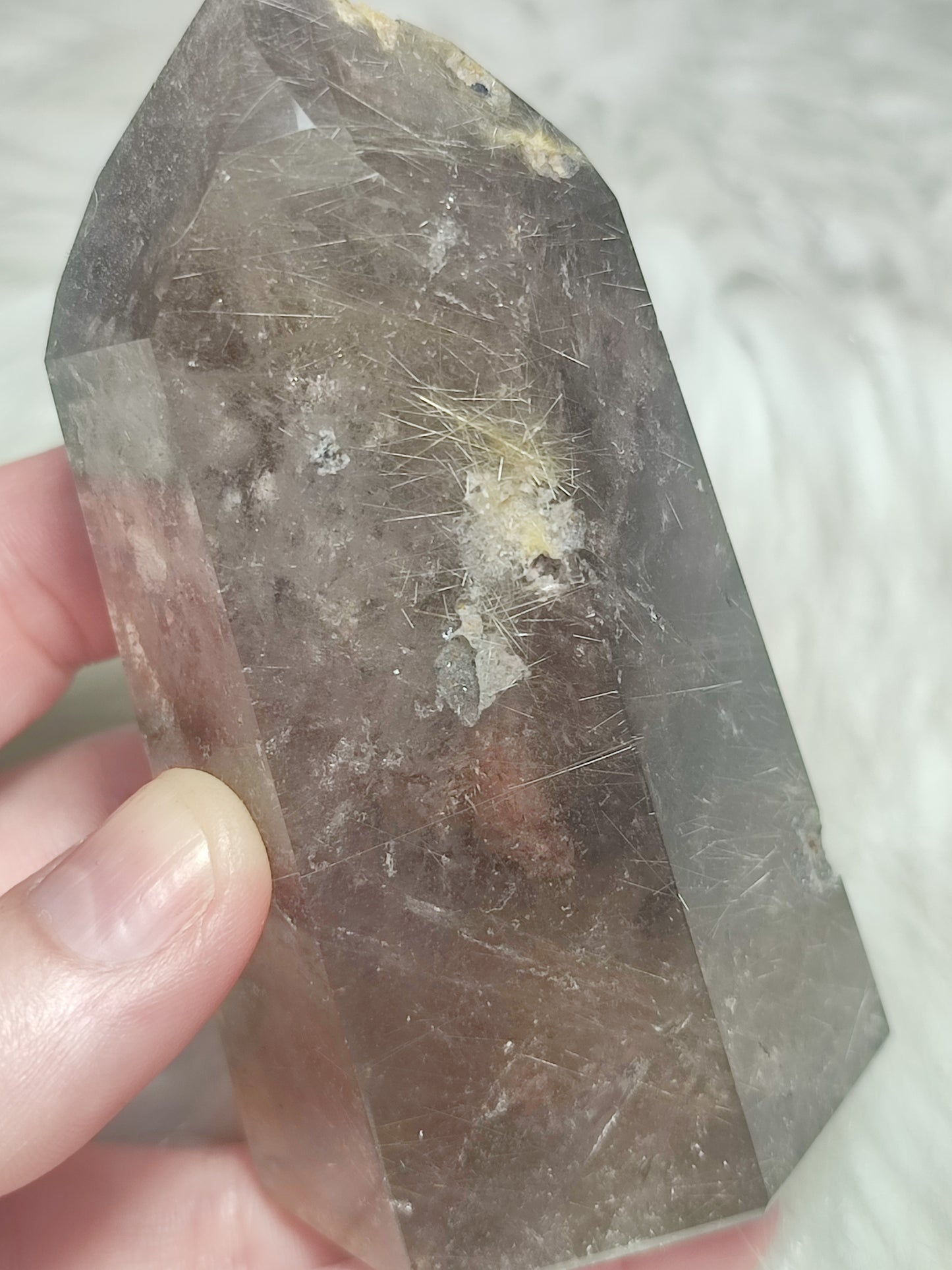 Punta cuarzo jardín y rutilo n°90