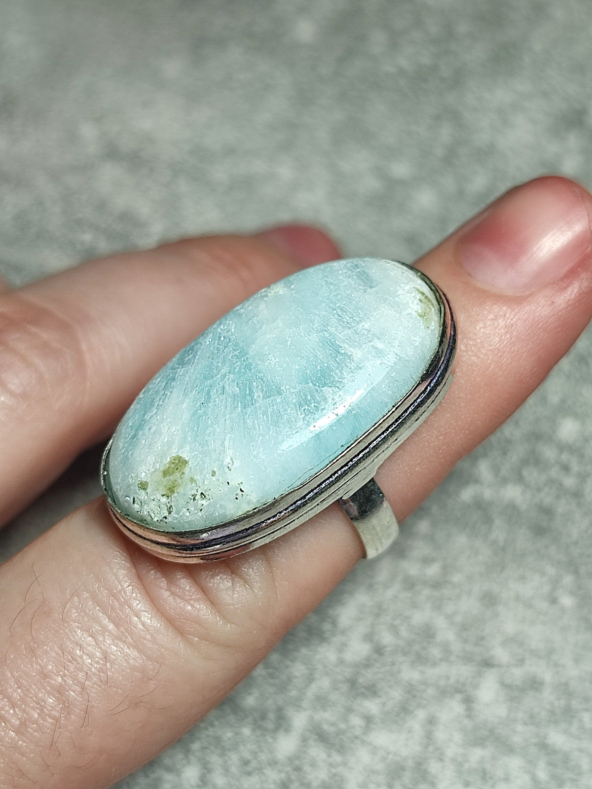 Anillo baño de plata con hemimorfita n°5