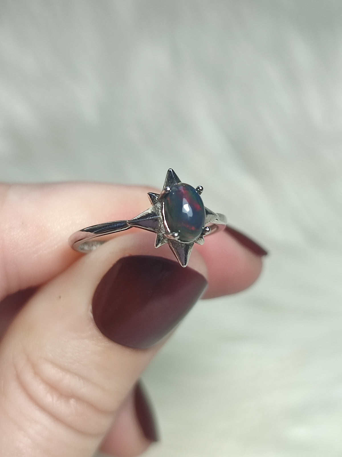 Anillo plata 925 con ópalo negro - ajustable n° 4