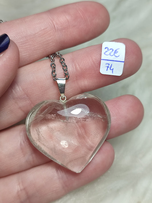 Collar corazón cuarzo ahumado plata - N°74